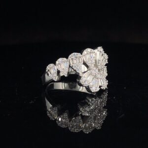 Iced Out Heart Diamond Ring Made in 925 Sterling Silver Embellished With Shinny Moissanite Diamonds For Wedding And Anniversary Gift For Her