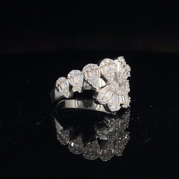 Iced Out Heart Diamond Ring Made in 925 Sterling Silver Embellished With Shinny Moissanite Diamonds For Wedding And Anniversary Gift For Her