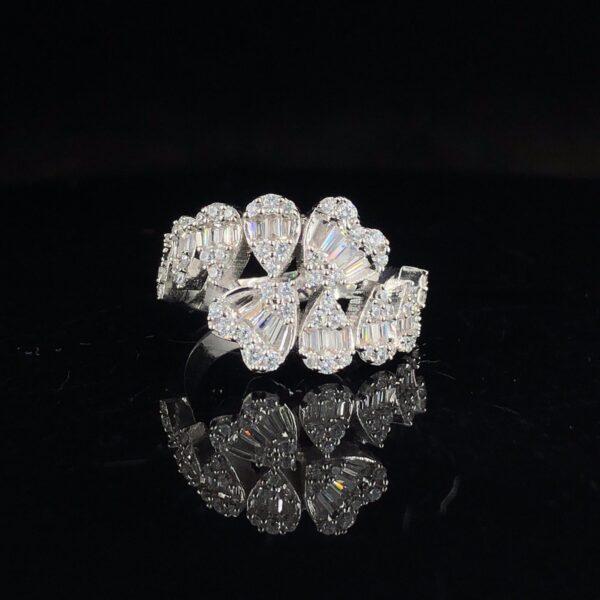 Iced Out Heart Diamond Ring Made in 925 Sterling Silver Embellished With Shinny Moissanite Diamonds For Wedding And Anniversary Gift For Her
