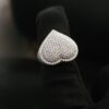 Iced Out Heart Ring Made in 925 Sterling Silver/10k Gold/14k Gold Studded with VVS Colorless Moissanite Stone, Hip hop Ring, Valentine Gift