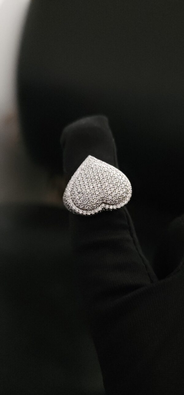 Iced Out Heart Ring Made in 925 Sterling Silver/10k Gold/14k Gold Studded with VVS Colorless Moissanite Stone, Hip hop Ring, Valentine Gift
