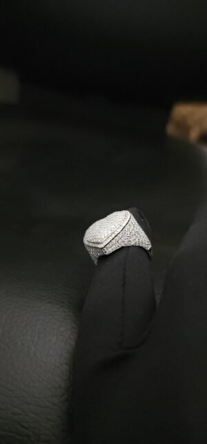 Iced Out Heart Ring Made in 925 Sterling Silver/10k Gold/14k Gold Studded with VVS Colorless Moissanite Stone, Hip hop Ring, Valentine Gift