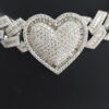 Iced Out Heart Cuban Link Chain Made in 925Silver Embellished With Shinny Moissanite Diamond For Birthday Gift Available In Different Inches
