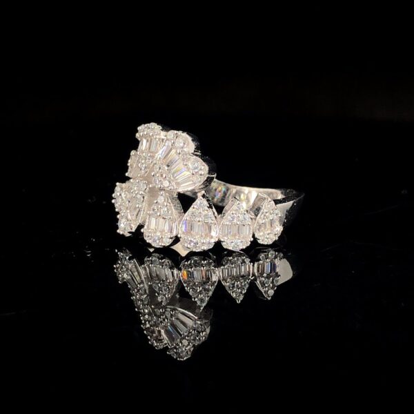 Iced Out Heart Diamond Ring Made in 925 Sterling Silver Embellished With Shinny Moissanite Diamonds For Wedding And Anniversary Gift For Her