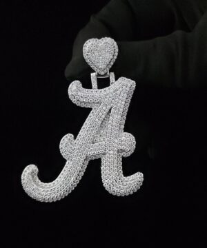 Iced Out Initial Letter Pendant Made In 10/14/18 KT Gold Studded With Shinny Moissanite Diamond For The Birthday Gift Unisex Pendant