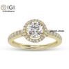 3Ct IGI Certified Round Solitaire Women's Ring With Visible Halo in 18kt Gold Studded With VVS Lab Grown Diamonds, Engagement Wedding Ring