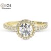 3Ct IGI Certified Round Solitaire Women's Ring With Visible Halo in 18kt Gold Studded With VVS Lab Grown Diamonds, Engagement Wedding Ring