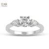 Round Solitaire Women's Ring With Two Pear Stone on Side Made in 18kt Gold Studded With VVS Lab Grown Diamond, Engagement Wedding Ring, Gift
