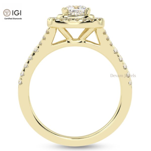 Cushion Square Solitaire Women's Ring in 18kt Gold Studded With VVS Lab Grown Diamonds, Engagement Wedding Ring, Gift, IGI Certified Diamond