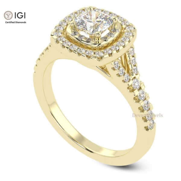 Cushion Square Solitaire Women's Ring in 18kt Gold Studded With VVS Lab Grown Diamonds, Engagement Wedding Ring, Gift, IGI Certified Diamond