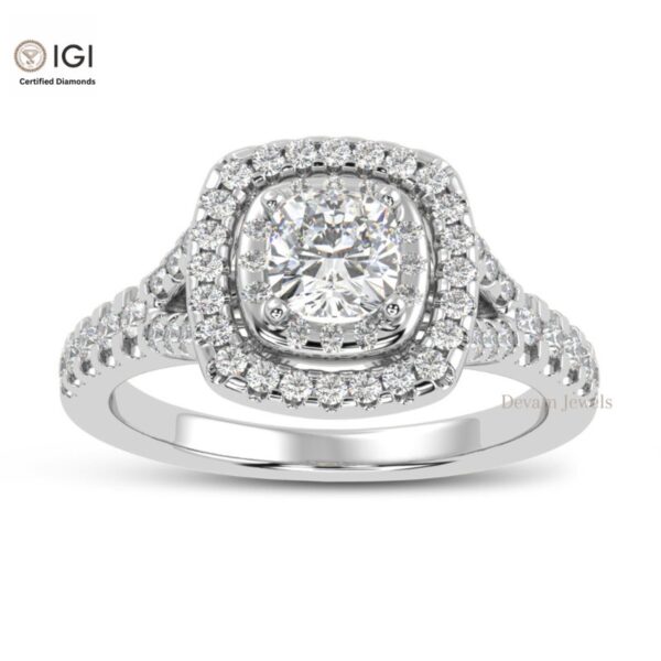 Cushion Square Solitaire Women's Ring in 18kt Gold Studded With VVS Lab Grown Diamonds, Engagement Wedding Ring, Gift, IGI Certified Diamond