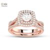 Round Solitaire Women's Ring With It's Matching Band in 18kt Gold Studded With VVS Lab Grown Diamonds IGI Certified, Engagement Wedding Ring