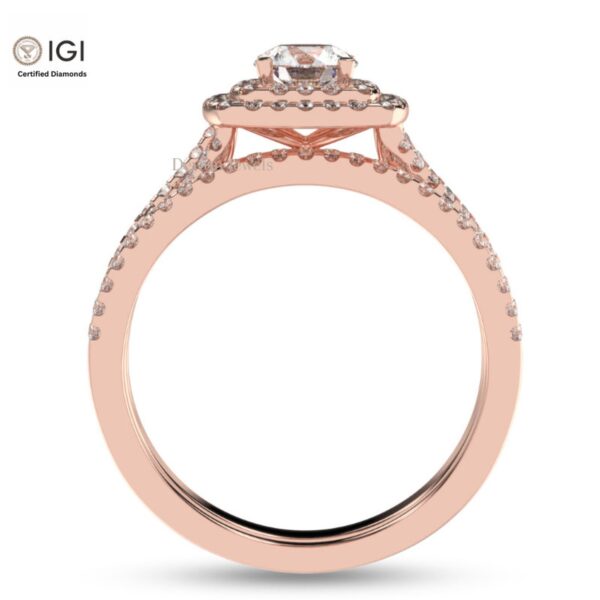 Round Solitaire Women's Ring With It's Matching Band in 18kt Gold Studded With VVS Lab Grown Diamonds IGI Certified, Engagement Wedding Ring