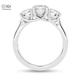Trio Cushion Square Solitaire Women's Ring Made in 18kt Gold Studded With VVS Lab Grown Diamond, Custom Iced Out Engagement Wedding Ring