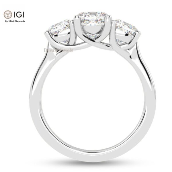 Trio Cushion Square Solitaire Women's Ring Made in 18kt Gold Studded With VVS Lab Grown Diamond, Custom Iced Out Engagement Wedding Ring