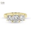 Trio Cushion Square Solitaire Women's Ring Made in 18kt Gold Studded With VVS Lab Grown Diamond, Custom Iced Out Engagement Wedding Ring