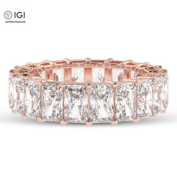Eternity Band Ring with Emerald Cut VVS Quality Certified Lab Diamonds in 18kt Gold, Engagement Ring, Custom Ring, Handmade Jewelry