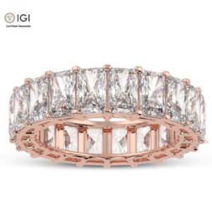 Eternity Band Ring with Emerald Cut VVS Quality Certified Lab Diamonds in 18kt Gold, Engagement Ring, Custom Ring, Handmade Jewelry