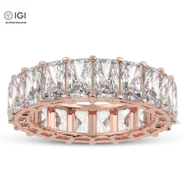 Eternity Band Ring with Emerald Cut VVS Quality Certified Lab Diamonds in 18kt Gold, Engagement Ring, Custom Ring, Handmade Jewelry