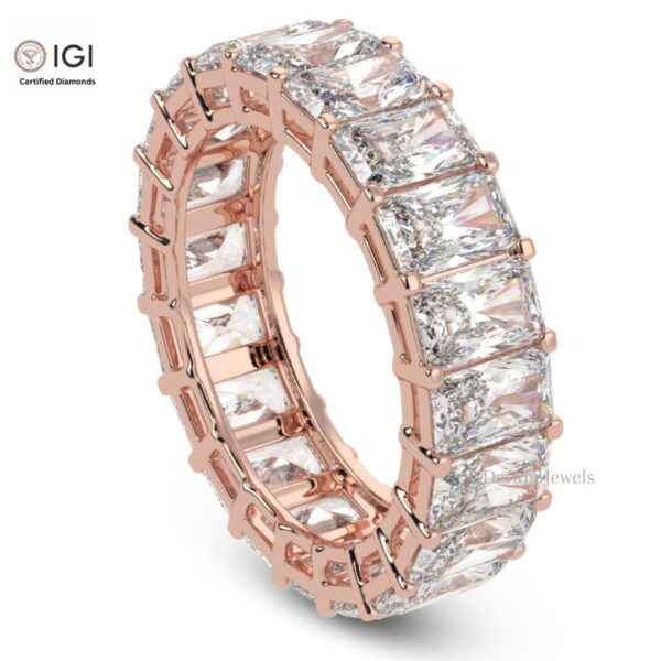 Eternity Band Ring with Emerald Cut VVS Quality Certified Lab Diamonds in 18kt Gold, Engagement Ring, Custom Ring, Handmade Jewelry