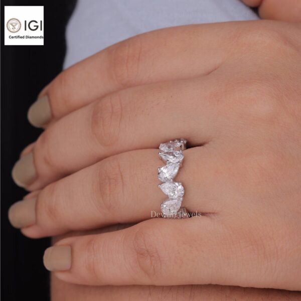 Eternity Band Ring with Pear Cut VVS Quality Certified Lab Diamonds in 18kt Gold, Engagement Ring, Custom Ring, Certified Jewelry, Gift