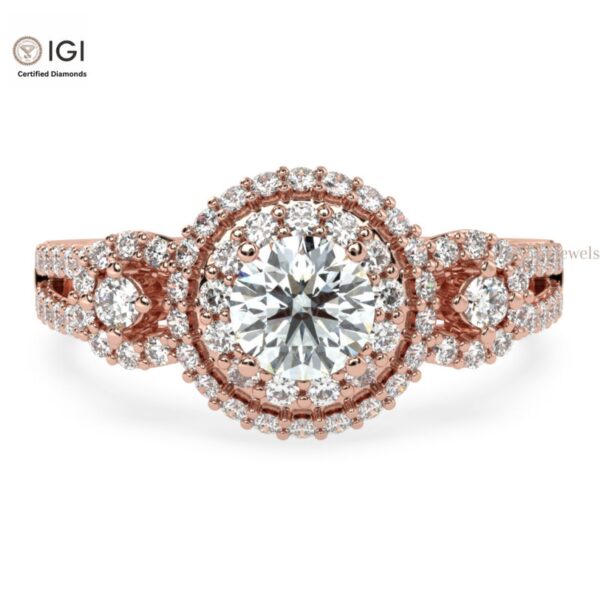 Custom Solitaire Women's Ring Made in 18kt Gold Studded With VVS Lab Grown Diamonds, Engagement Wedding Ring, Gift for her, Handmade Jewelry