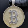 B Letter Circle Pendant Fully Iced out in Gold Studded with VVS Colorless Moissanite Stone, Customized Pendant ,Birthday / Anniversary Gift