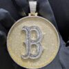 B Letter Circle Pendant Fully Iced out in Gold Studded with VVS Colorless Moissanite Stone, Customized Pendant ,Birthday / Anniversary Gift