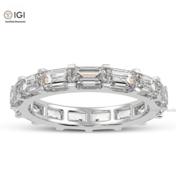 Baguette Cut Eternity Band Ring with VVS Quality Certified Lab Diamonds in 18kt Gold, Engagement Ring, Custom Ring, Handmade Jewelry