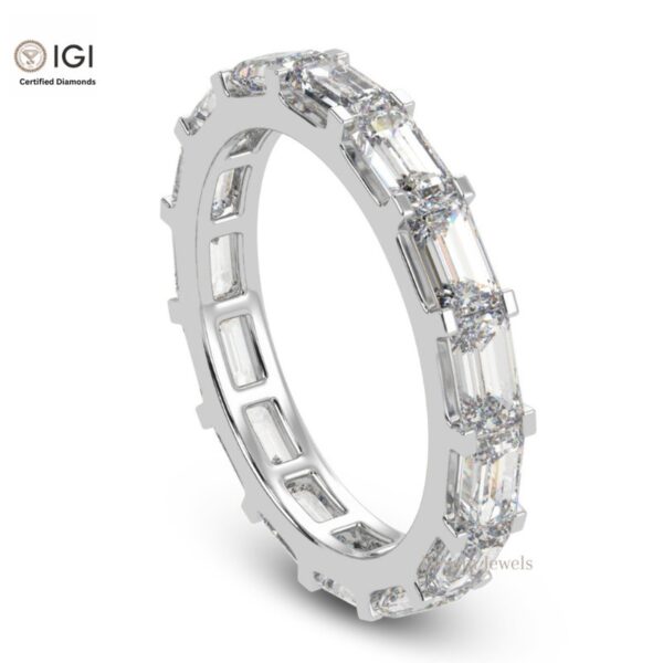 Baguette Cut Eternity Band Ring with VVS Quality Certified Lab Diamonds in 18kt Gold, Engagement Ring, Custom Ring, Handmade Jewelry