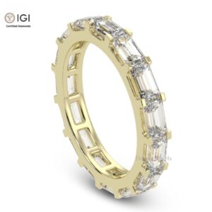 Baguette Cut Eternity Band Ring with VVS Quality Certified Lab Diamonds in 18kt Gold, Engagement Ring, Custom Ring, Handmade Jewelry