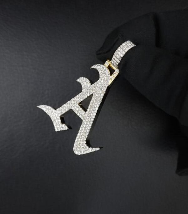Iced Out Pendant In 925 Sterling Silver Studded with VVS Moissanite Stones, Unisex Pendant, Initial Letter Pendant, Handmade Jewelry