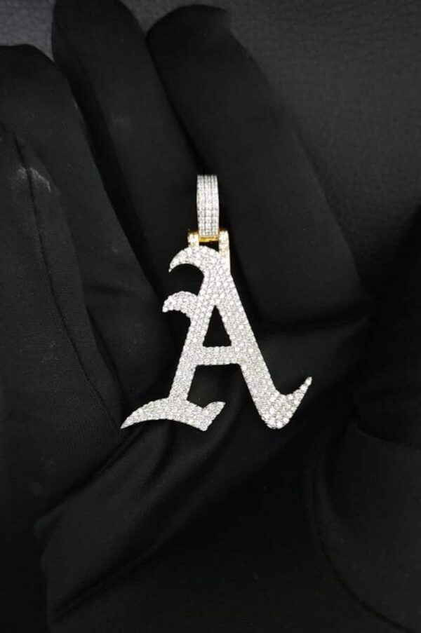 Iced Out Pendant In 925 Sterling Silver Studded with VVS Moissanite Stones, Unisex Pendant, Initial Letter Pendant, Handmade Jewelry