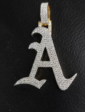 Iced Out Pendant In 925 Sterling Silver Studded with VVS Moissanite Stones, Unisex Pendant, Initial Letter Pendant, Handmade Jewelry