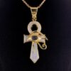 Black Eye of Horus Ankh Pendant made in 10K Solid Gold Studded with VVS Moissanite Diamonds ,Evil Eye Pendant, Goodluck, handmade Jewelry