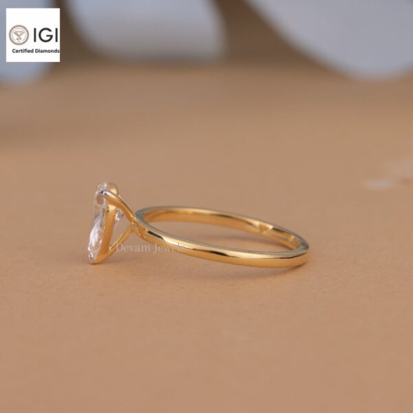 Pear Cut Solitaire Women's Ring Made in 18kt Gold Studded With VVS Lab Grown Diamond, Custom Engagement Wedding Ring, Certified Ring, Gift