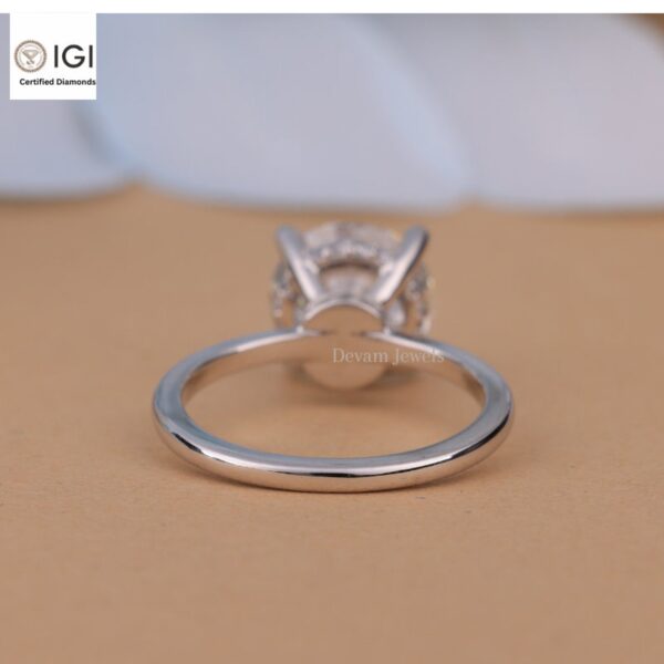 3 Ct Round Cut Solitaire Women's Ring With Invisible Halo in 18kt Gold Studded With VVS Lab Grown Diamond, Engagement Wedding Ring, Gift