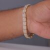 Chic and Classic Baguette Bracelet Embellished With VVS Moissanite Diamonds Made In 10 KT/14KTGold With Vintage Look For Anniversary Gift