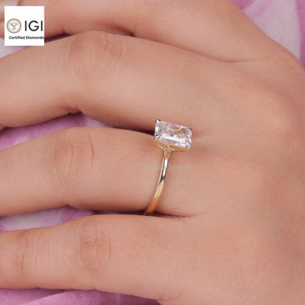 Radiant Cut Solitaire Women's Ring in 18kt Gold Studded With VVS Lab Grown Diamond, Custom Engagement Wedding Ring, Certified Ring, Gift