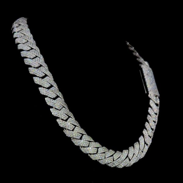 16 "Miami Iced Out Cuban Chain Made In 925 Sterling Silver Embellished With Moissanite Diamond And Cubic Zirconia Showcase The Lavish Look