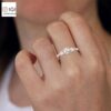 Round Solitaire Women's Ring With Two Pear Stone on Side Made in 18kt Gold Studded With VVS Lab Grown Diamond, Engagement Wedding Ring, Gift
