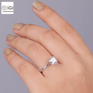 Cushion Cut Solitaire Women's Ring in 18kt Gold Studded With VVS Lab Grown Diamond, Custom Engagement Wedding Ring, Certified Ring, Gift
