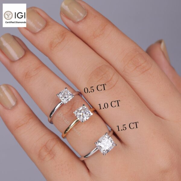 Cushion Cut Solitaire Women's Ring in 18kt Gold Studded With VVS Lab Grown Diamond, Custom Engagement Wedding Ring, Certified Ring, Gift