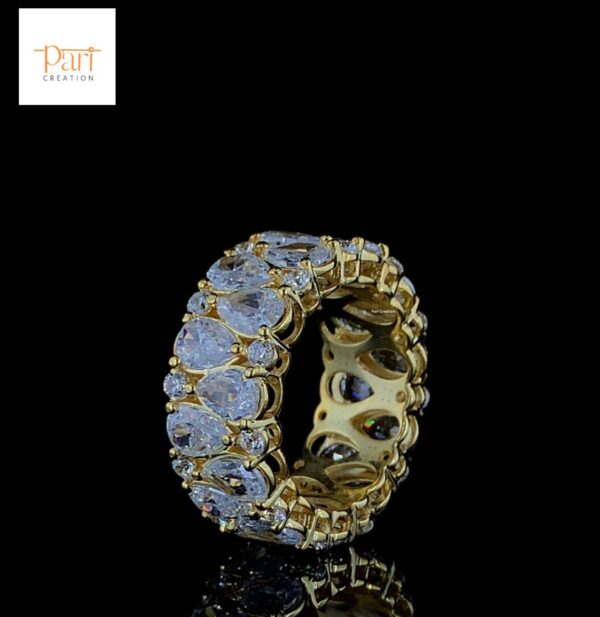 Luminous Charm Pear Diamond Ring Made In 18 / 14 / 10KT Gold Embellished With Shinny Moissanite Diamond For The Wedding And Anniversary Gift