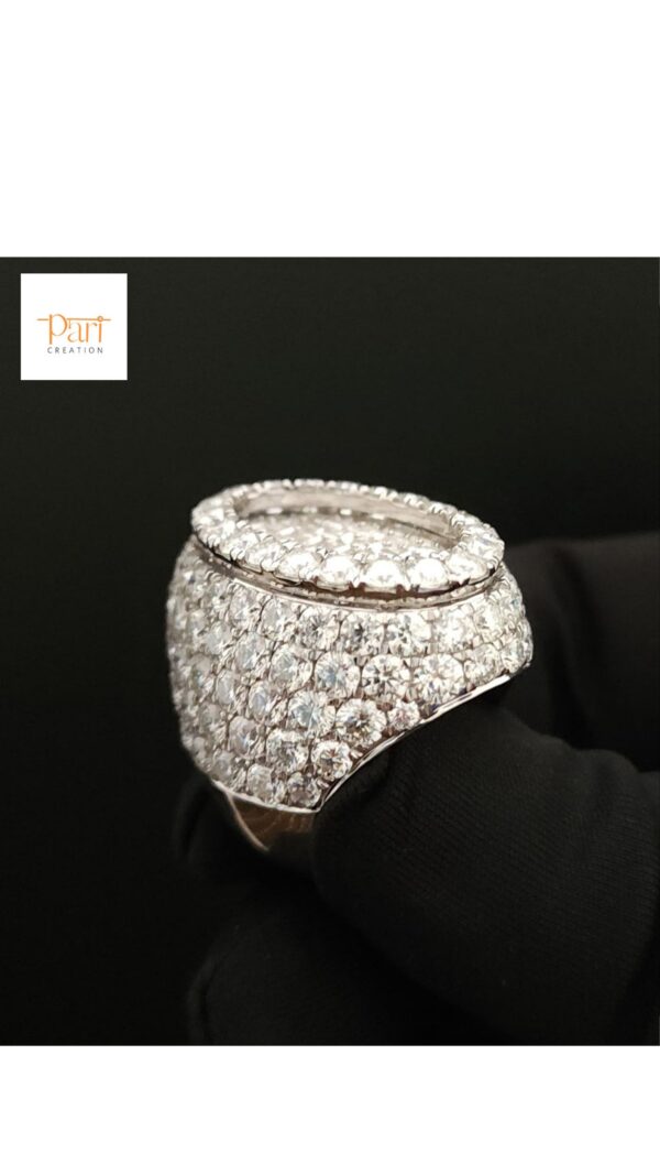 Shine Bright With Our Iced-Out Oval Ring Featuring Moissanite / Baguette Diamonds Made In 925 Sterling Silver With Royal And Wealthy Look