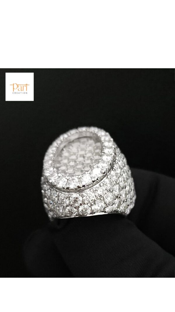 Shine Bright With Our Iced-Out Oval Ring Featuring Moissanite / Baguette Diamonds Made In 925 Sterling Silver With Royal And Wealthy Look