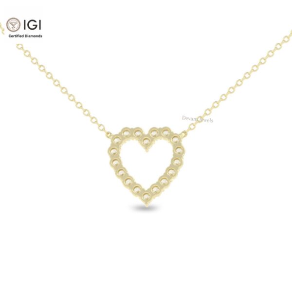 0.5 CT Heart Pendant For Women's in 18KT Gold Studded With 18 VVS Lab Grown Certified Diamond With Chain, Love Pendant, Anniversary Gift