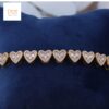 Ethereal Love Golden Heart Link Bracelet With 14 KT / 10 KT Gold And Shinny Moissanite Diamond For The Special One As An Anniversary Gift