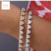 Ethereal Love Golden Heart Link Bracelet With 14 KT / 10 KT Gold And Shinny Moissanite Diamond For The Special One As An Anniversary Gift