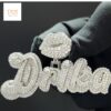 Iced out Customized Name Pendant Made In 18kt Gold Plated Embellished With Shiny VVS Moissanite Diamonds For Birthday And Anniversary Gift